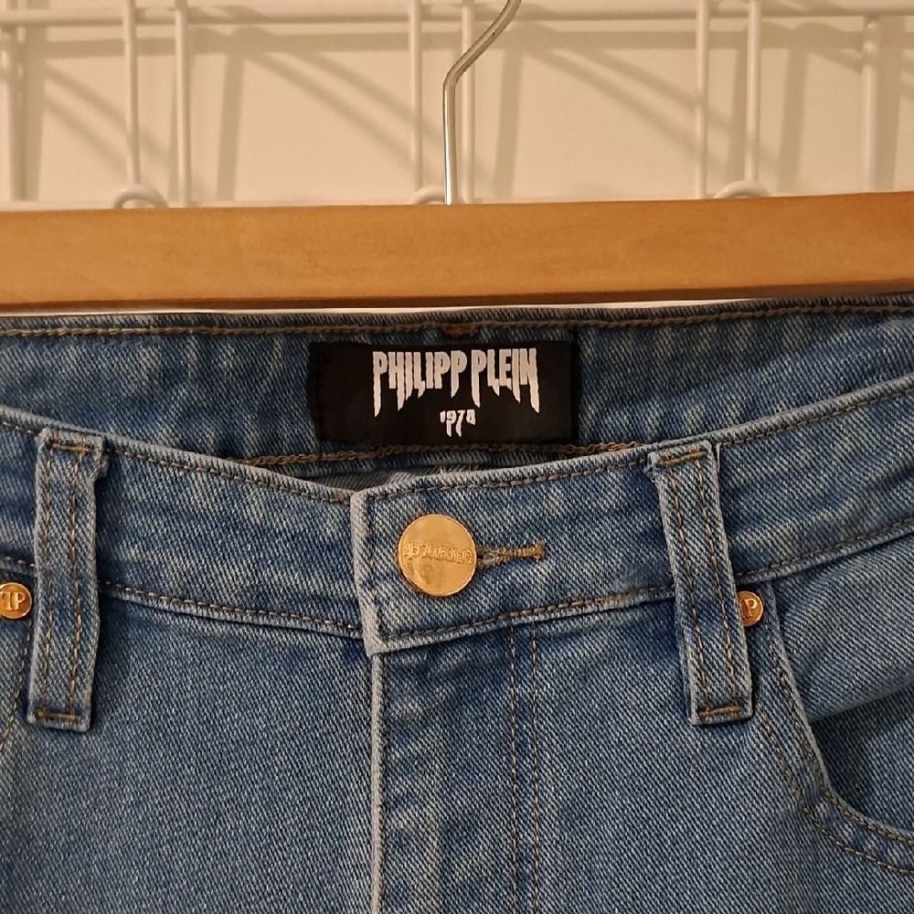 Philipp Plein Men's Mid-wash Straight-leg Blue Denim Jeans (US 34 x 34)